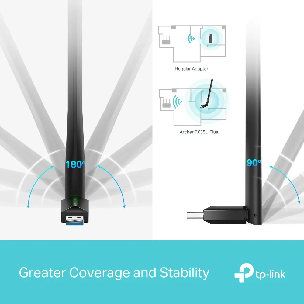 محوّل شبكة TP-Link Archer TX35U Plus AX1800 USB Adapter — صورة 3