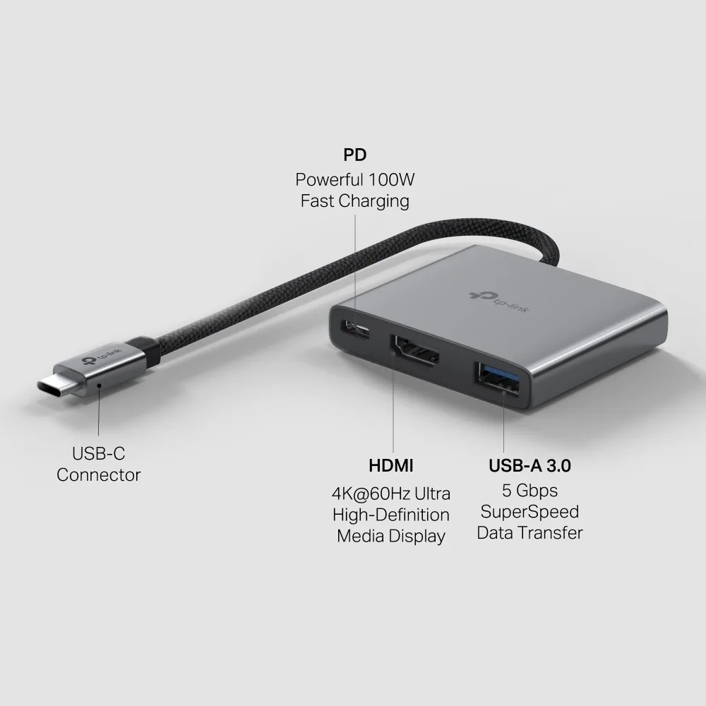 مقوّي شبكة TP-Link UH3020C USB Type-C 3-in-1 Hub — صورة 3